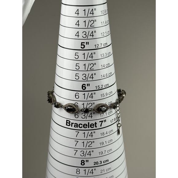 Black Stone Sterling Silver Bracelet 7"-8" - Picture 5 of 6